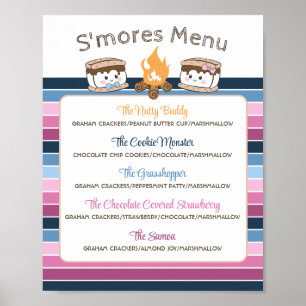 S'Mores gender reveal party editable menu Poster