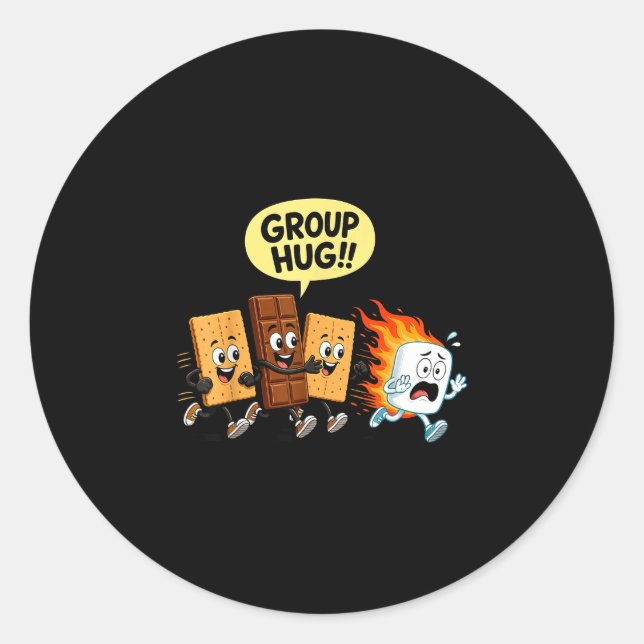 S'mores humour marshmallow campfire  classic round sticker (Front)