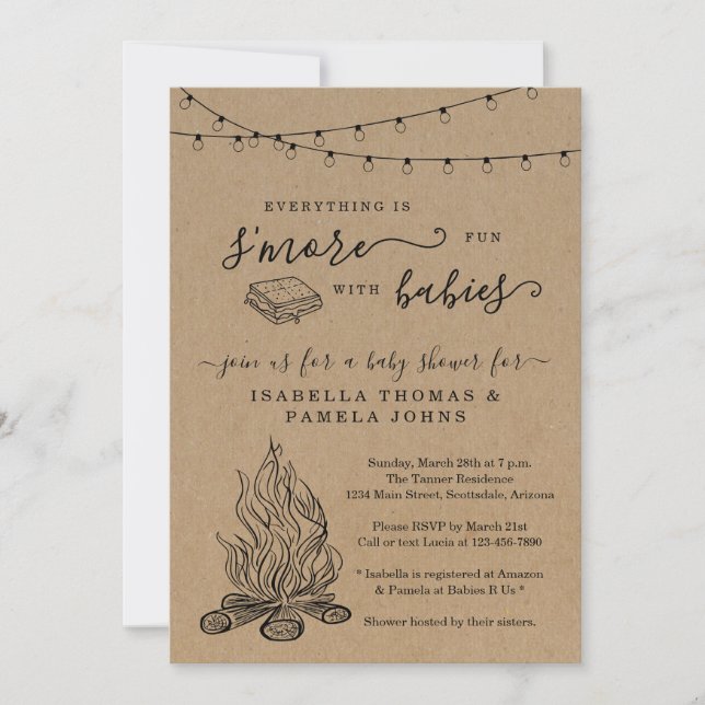 S'mores Joint Baby Shower Invitation (Front)