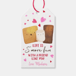S'mores Pink Hearts Valentine's Day Gift Tags