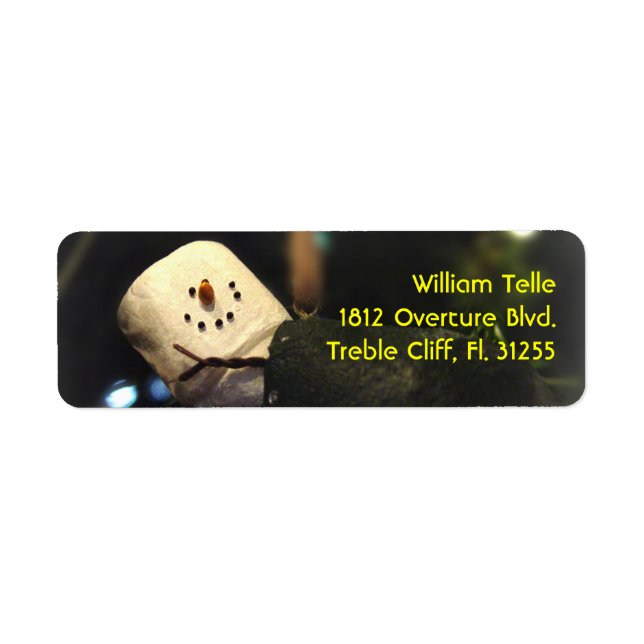S'mores Sleeping Bag Snowman Return Address Label (Front)