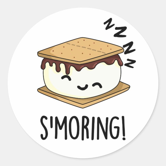 Smoring Funny Smore Puns Classic Round Sticker (Front)
