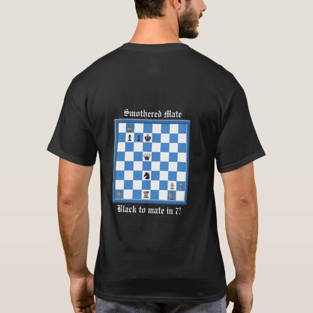 Smothered Mate Chess Puzzle T-Shirt (Back)