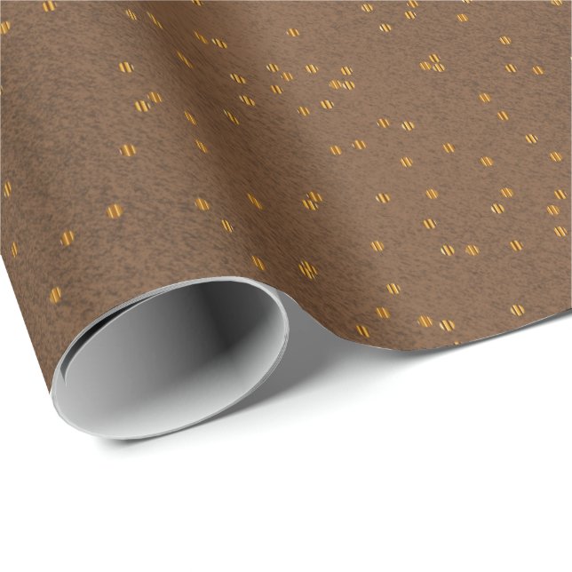 Smudge Brown with Gold Confetti Dots Wrapping Paper (Roll Corner)