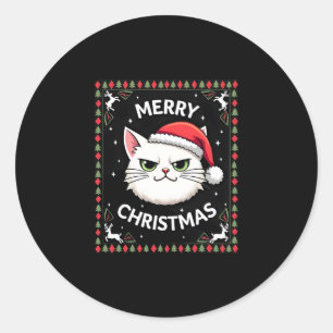Smudge Cat Ugly Christmas Sweater  (1) Classic Round Sticker