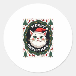 Smudge Cat Ugly Christmas Sweater (1) Classic Round Sticker
