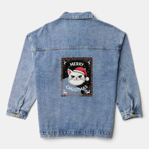Smudge Cat Ugly Christmas Sweater (1) Denim Jacket