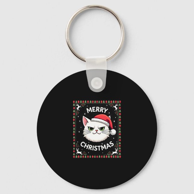 Smudge Cat Ugly Christmas Sweater  (1) Key Ring (Front)