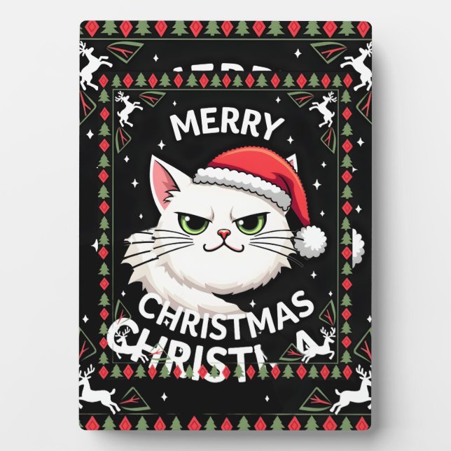 Smudge Cat Ugly Christmas Sweater  (1) Plaque (Front)