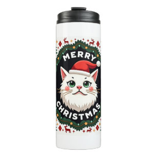 Smudge Cat Ugly Christmas Sweater (1) Thermal Tumbler