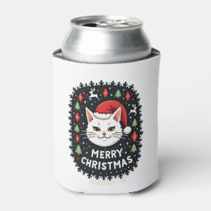Smudge Cat Ugly Christmas Sweater  (2) Can Cooler