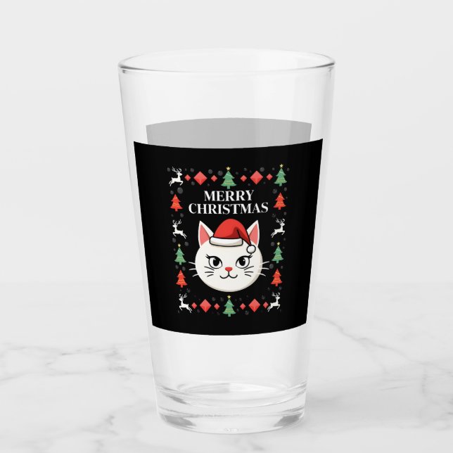 Smudge Cat Ugly Christmas Sweater  (2) Glass (Front)