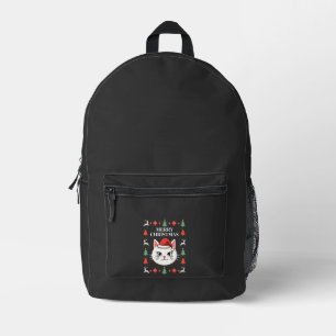 Smudge Cat Ugly Christmas Sweater (2) Printed Backpack