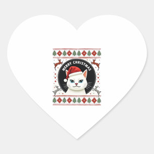 Smudge Cat Ugly Christmas Sweater (3) Heart Sticker