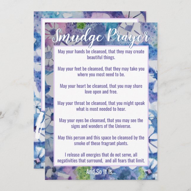 Smudge Prayer for Cleansing Energy Flat Card (Front/Back)