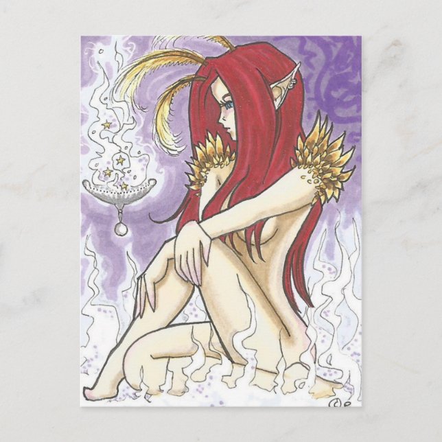 Smudge SIgnals Cartoon Fantasy Witch Art postcard (Front)