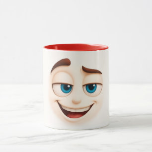 Smug blue eyed grin – cheeky big mood face mug