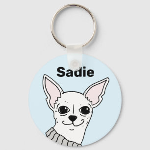 Smug Chihuahua Doodle Personalized Keychain