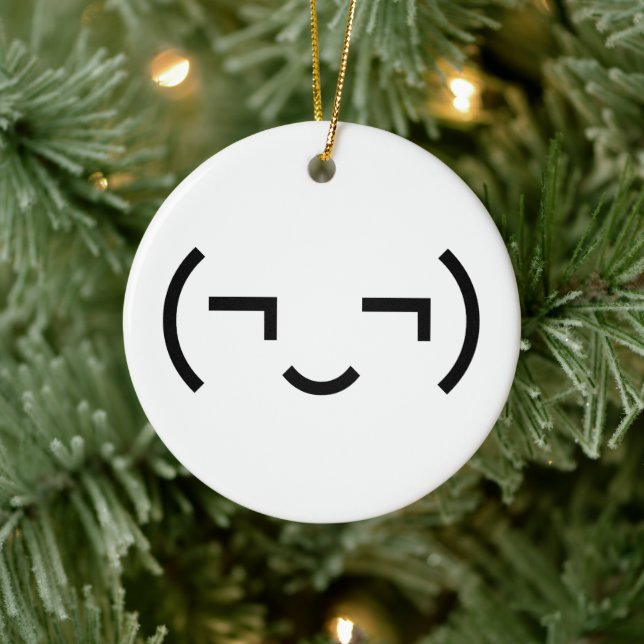 Smug Emoticon (¬‿¬) Japanese Kaomoji Ceramic Ornament (Tree)