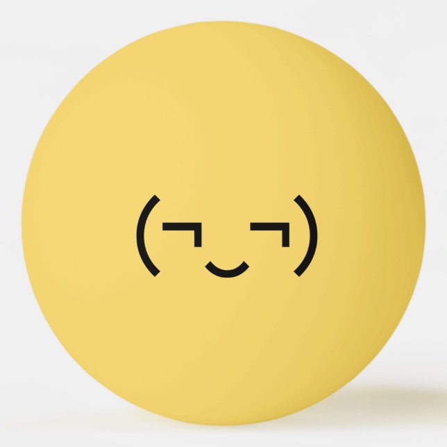 Smug Emoticon (¬‿¬) Japanese Kaomoji Ping Pong Ball (Front)
