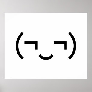 Smug Emoticon (¬‿¬) Japanese Kaomoji Poster