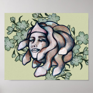 Smug Medusa Artwork soft gorgon art Medusa snakes  Poster