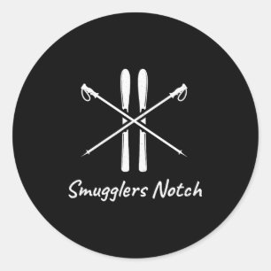 Smugglers notch vermont skiing skis winter down classic round sticker