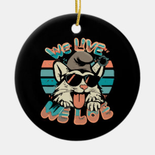 Smurf Cat - We Live We Love Ceramic Ornament
