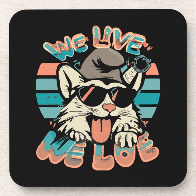 Smurf Cat - We Live We Love  Coaster (Front)