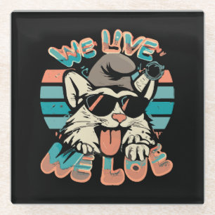 Smurf Cat - We Live We Love  Glass Coaster