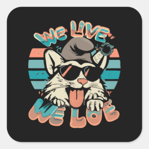 Smurf Cat - We Live We Love  Square Sticker