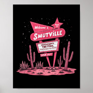 Smutville Funny Book Lover Retro Sign Reading Grap