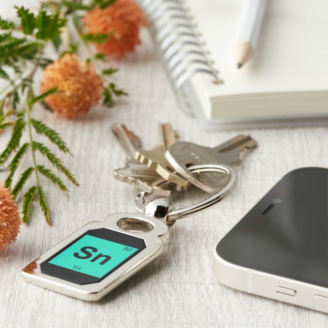 Sn - Tin Chemistry Periodic Table Symbol Element Key Ring (Side)