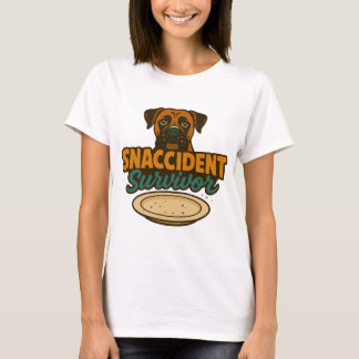 "SNACCIDENT Survivor" Funny Boxer Dog T-Shirt