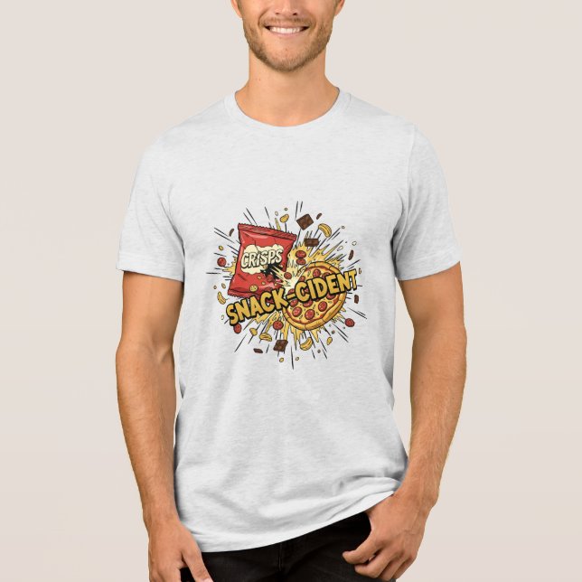 Snack-cident – Chaotic Snack Food Crash Streetwear Tri-Blend Shirt (Front)