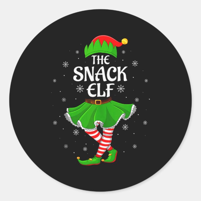 Snack Elf Christmas Family Girls Women Elf Squad X Classic Round Sticker (Front)