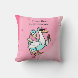 Snack First, Questions Later Pillow   Cool Duck wi