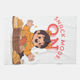 Snack Mode: ON – Cute Cartoon Character with Snack Tea Towel
