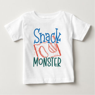 Snack Monster Funny and Cute Baby White T-Shirt