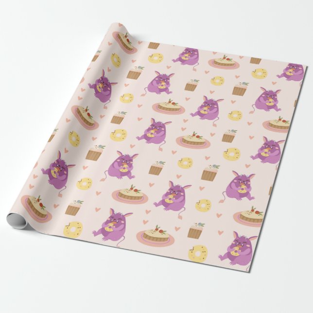 Snack Monsters Wrapping Paper (Unrolled)