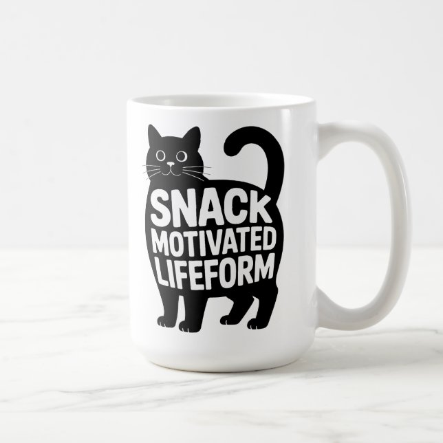 Snack Motivated Lifeform Fat Cat Humor Coffee Mug (Right)
