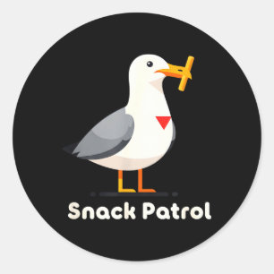 Snack Patrol Funny Seagull Beach Food Lover Classic Round Sticker