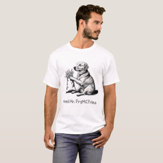Snack Time – Dog with French Fries Art Print T-Shirt