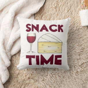Snack Time Red Merlot Wine Brie Cheese Lover Cushion