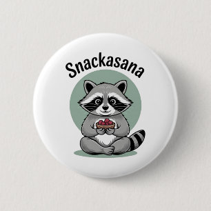 Snackasana Racoon Funny Yoga Meditation Cute Anim 6 Cm Round Badge