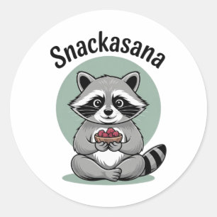 Snackasana Racoon Funny Yoga Meditation Cute Anim Classic Round Sticker