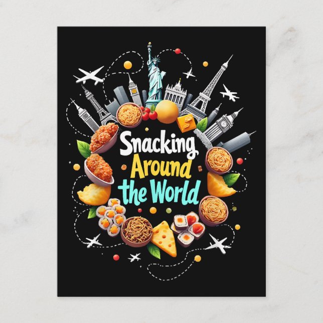 Snacking Around The World Fast Food Travel Travele Enclosure Card (Front)