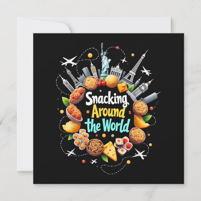 Snacking Around The World Fast Food Travel Travele Thank You Card (Front)