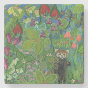 "Snacking Red Panda" stone coaster