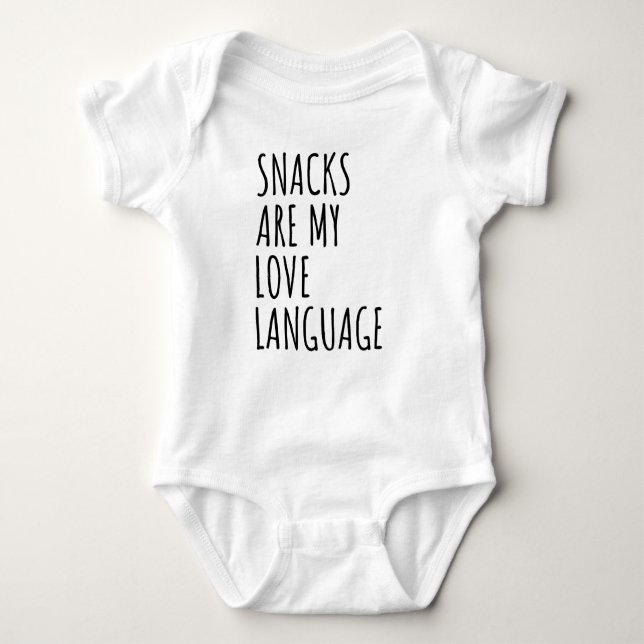 Snacks Are My Love Language Baby Valentine Day Baby Bodysuit (Front)